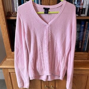 Calvin Klein Jeans Pink V-Neck Cable Knit Sweater